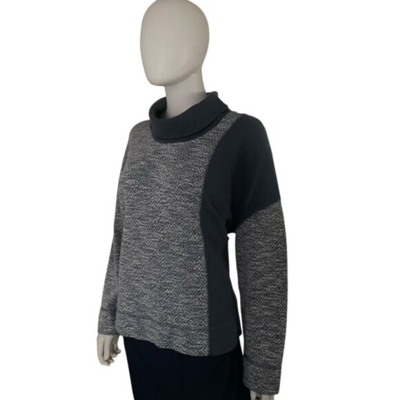 J. Jill Blue Marled Colorblock Cowl Neck Pullover Medium - Picture 5 of 5